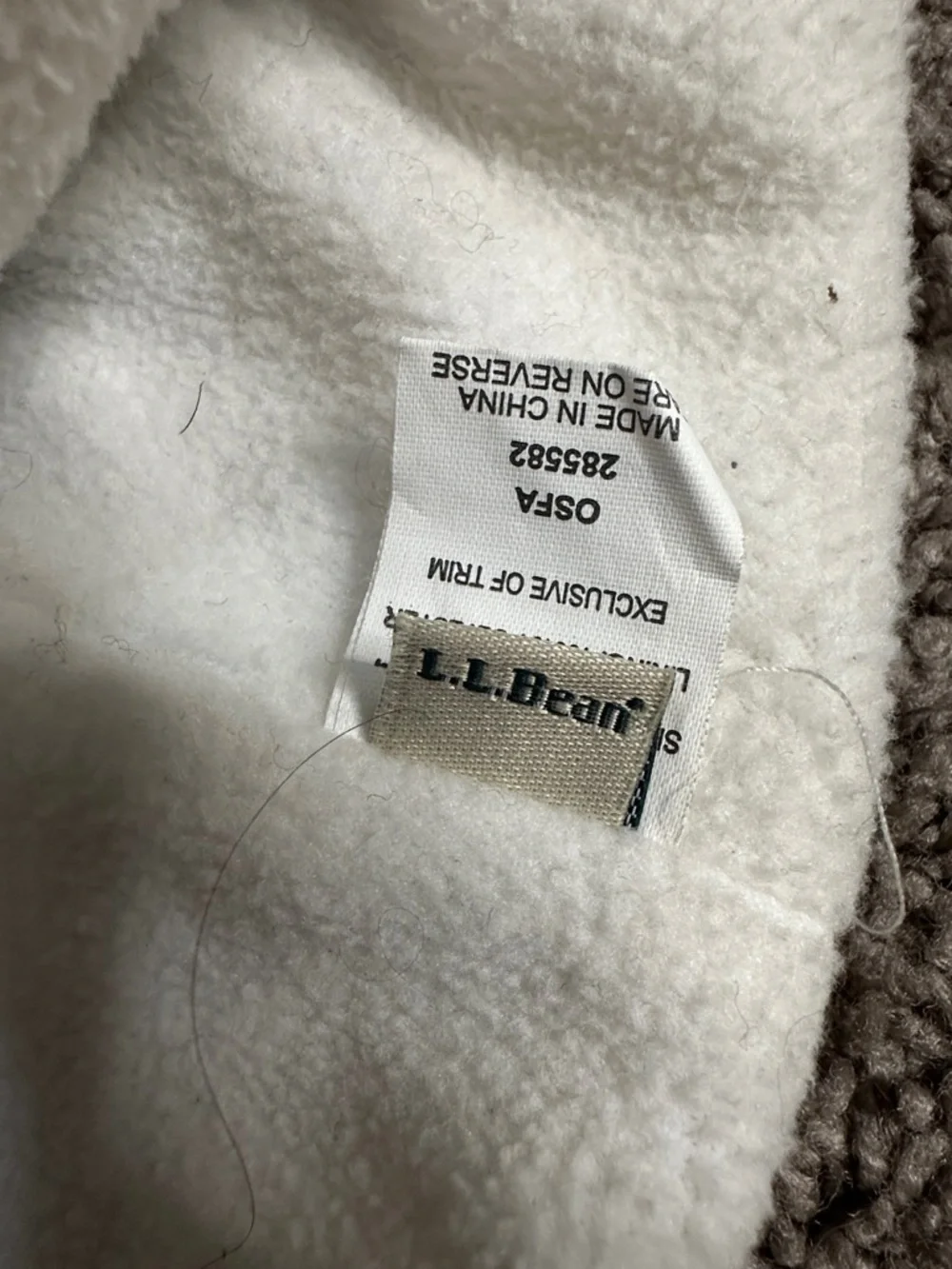 L.L. Bean Cream Fair Isle Knit Beanie Gray and Brown Pattern Lambs wool blend